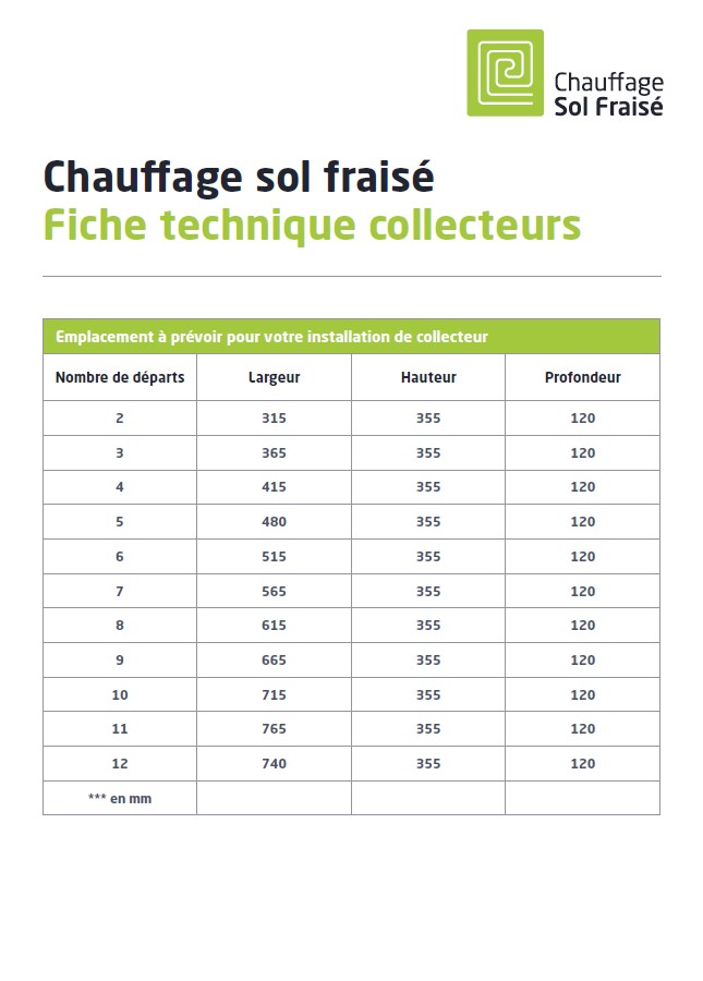 Chauffage Sol Fraisé - Fiche Technique Collecteurs